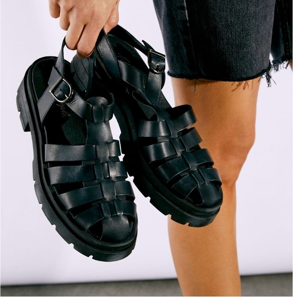 Free People new Delaney Fisherman Platform Sandals. Black Sz 38 - Picture 2 of 11